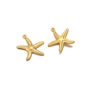 1 Piece Casual Style Starfish Shape Stainless Steel  Gold Color Women's Pendant h5 